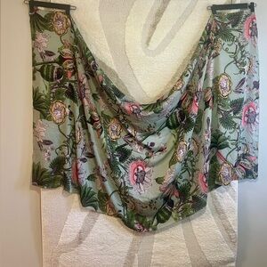 One Hundred Stars Aqua Passion Flower Woman’s Scarf Shawl Sarong NWT  “SOLD”